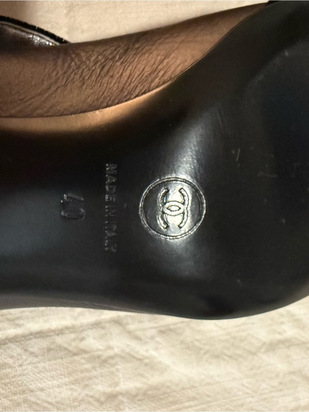 VINTAGE CHANEL Unused Black & Gray Mary Jane Low Block Heel Women's Size: IT 40 - Picture 7 of 9